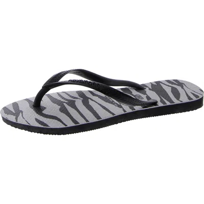 Havaianas Womens Black Slim Zebra-print Rubber Flip-flops In Black