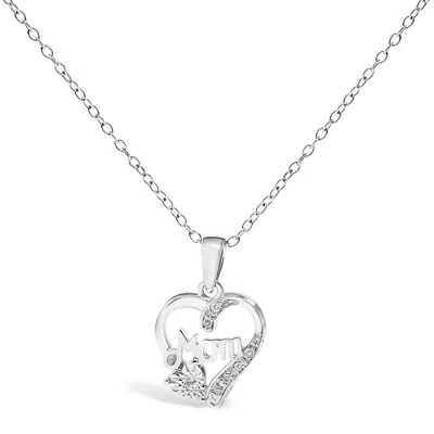 Haus Of Brilliance .925 Sterling Silver Diamond Accent Mom With Heart Pendant Necklace In White