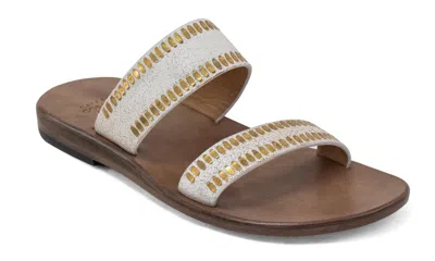 Calleen Cordero Adella Sandal In White Pearl W/ Brass Art In Multi