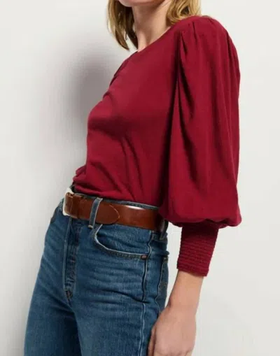 Nation Ltd Loren Smocked Peasant Tee In Danish Red In Multi