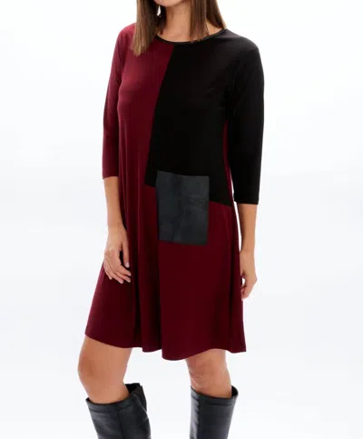 Sympli Color Block Patch Pocket Dress In Bloodstone/black In Multi