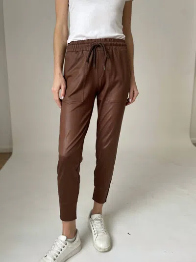 Six/fifty Coated Zip Jogger In Brown In Brown