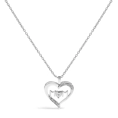 Haus Of Brilliance .925 Sterling Silver Diamond Accent Mom With Heart Pendant Necklace In White