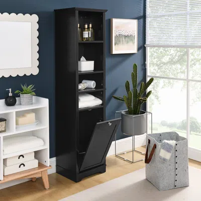 Streamdale Furniture Streamdale 64" Bathroom Cabinet With Hamper And Shelves