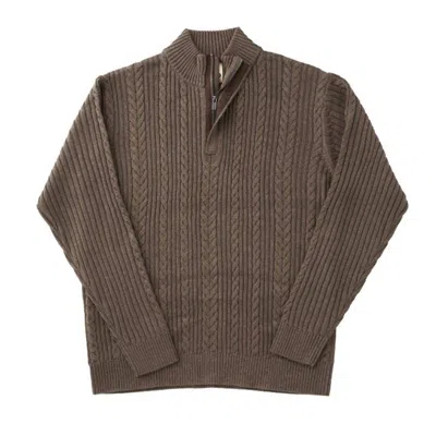 F/x Fusion Men's Trend 1/4 Zip Cable Mock Sweater In Taupe Heather In Multi