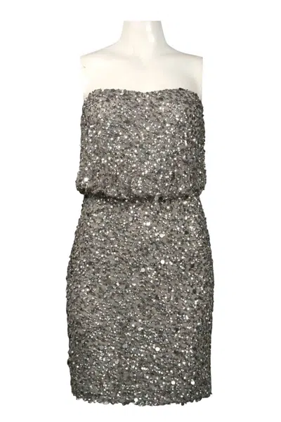 Adrianna Papell Strapless Blouson Sequin Dress In Grey In Grey