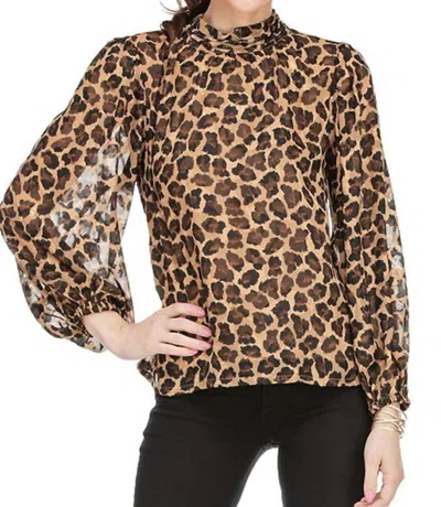 Jade Melody Tam Cinched Neck Blouse In Cheetalicious In Multi