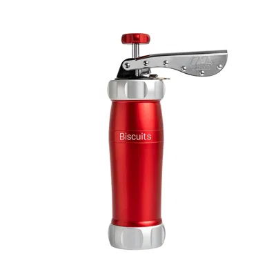 Marcato Design Series Biscuit Maker Press, Includes 20 Cookie Disc Shapes In Red