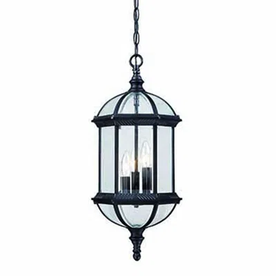 Homezia Three Light Matte Black Eastern Lantern Hanging Light