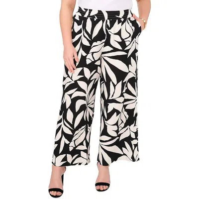 Vince Camuto Womens Printed Smocked Wide Leg Pants In Black