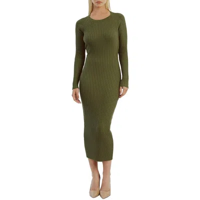 Bardot Womens Ribbed Ribbed Knit Sweaterdress In Green
