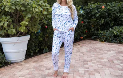 Erica Wilson Long Pajama Set In Clambake In Multi