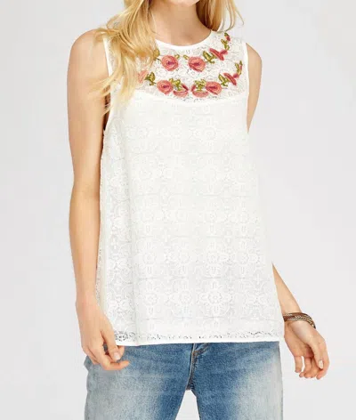 Entro Floral Embroidered Lace Top In Off-white In White