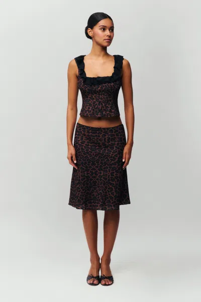 Danielle Guizio Ny Paloma Lace Top In Leopard