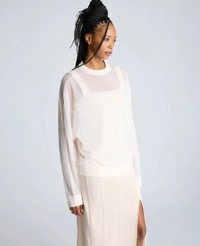 Kenneth Cole Sheer Oversized Crewneck Sweatshirt In Multicolor