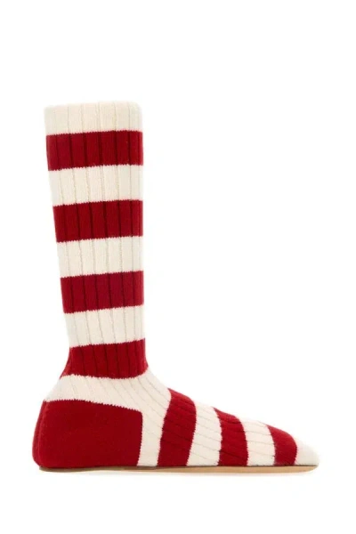 Bottega Veneta Striped Wool Blend Domenica Ankle Boots