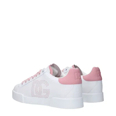 Dolce & Gabbana Portofino Low-top Leather Sneakers With Lateral Monogram In Pink