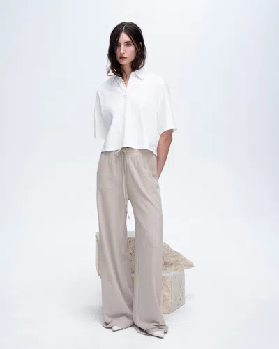 Atm Anthony Thomas Melillo Pique Mixed Media Wide Leg Pants In Sandy Beige