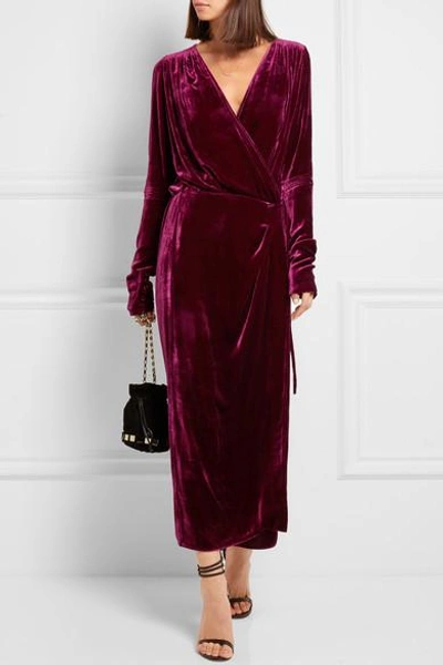 Shop Attico Jane Velvet Wrap Dress