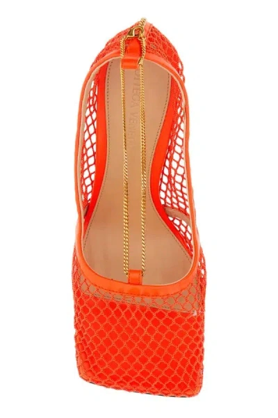 Bottega Veneta Orange Mesh Stretch Pumps