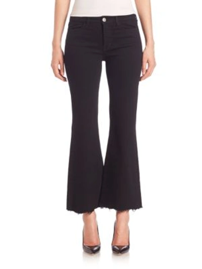 Shop M.i.h. Jeans Lou Raw-edge Cropped Flared Jeans In Od Black