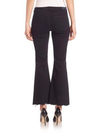 Shop M.i.h. Jeans Lou Raw-edge Cropped Flared Jeans In Od Black