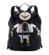 Prada Robot Large Appliquéd Shell And Leather Backpack In Eero+cromo