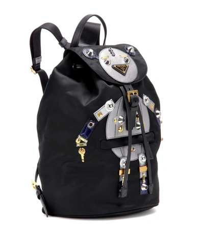 Shop Prada Robot Embellished Backpack In Eero+cromo