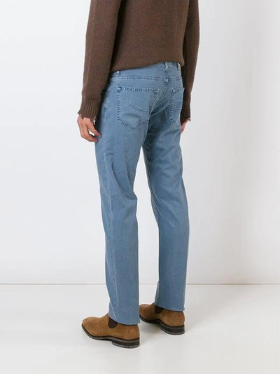 Shop Jacob Cohen Straight Leg Trousers - Blue