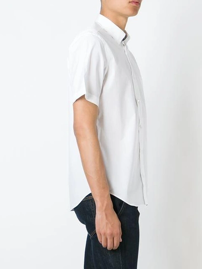 Shop Burberry Short-sleeved Stretch Cotton Poplin Shirt In White