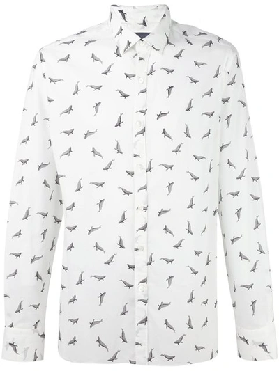 Lanvin 'evolutive' Slim Fit Whale Print Shirt In White