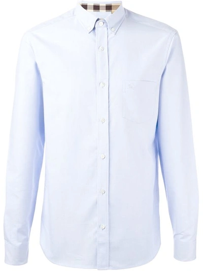 Burberry Check Detail Cotton Oxford Shirt