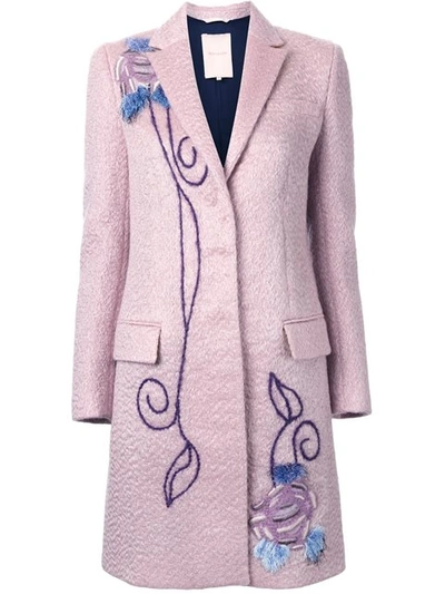 Roksanda Embroidered Single Breasted Coat - Pink