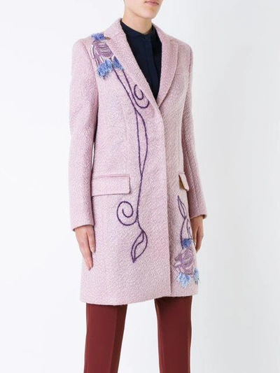 Shop Roksanda Embroidered Single Breasted Coat - Pink