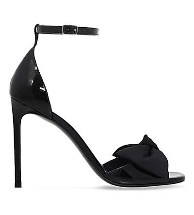 Saint Laurent Jane 105 Patent-leather Sandals In Black