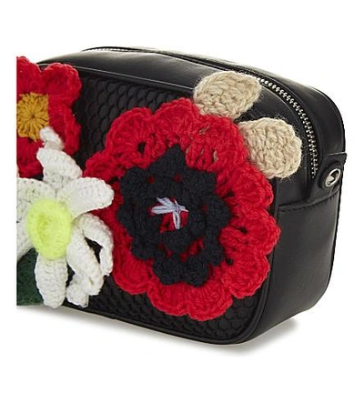 Shop Christopher Kane Leather Mesh Body Flower Bag In Black