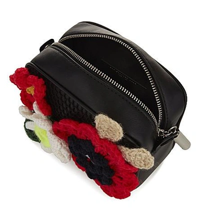 Shop Christopher Kane Leather Mesh Body Flower Bag In Black