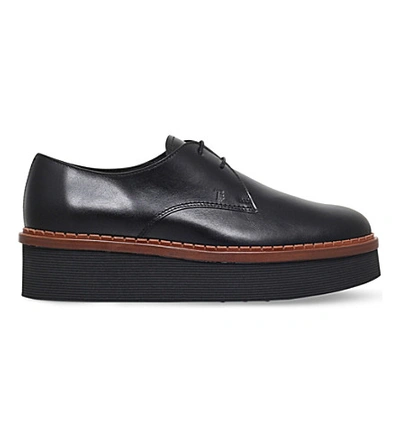 Shop Tod's Gomma Allaciata Leather Flatform Shoes In Black