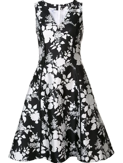 Oscar De La Renta Woman Floral-print Silk And Cotton-blend Dress Black