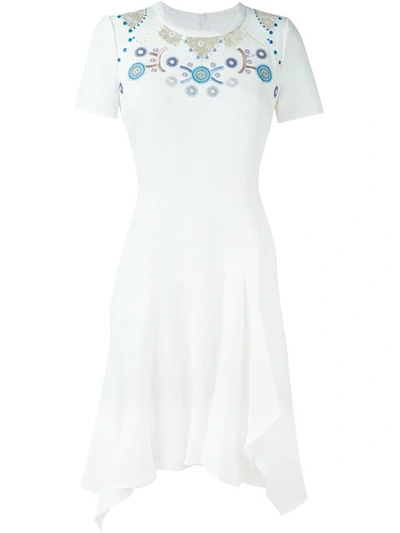 Peter Pilotto Geometric-embroidered Cady Dress In White Multi