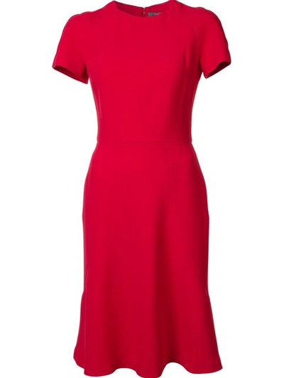 Alexander Mcqueen Leaf Crepe Cap-sleeve Dress In Red