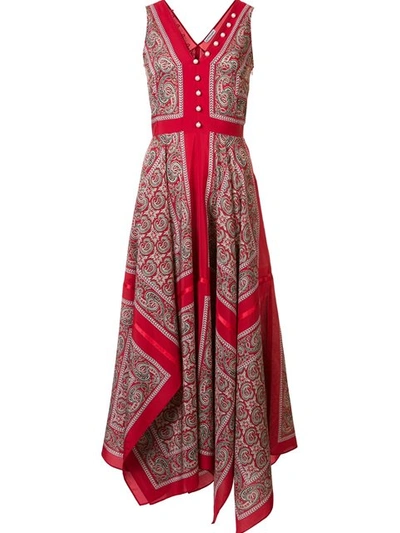 Altuzarra Clemmie Silk-habotai Paisley-print Dress In Red Paisley