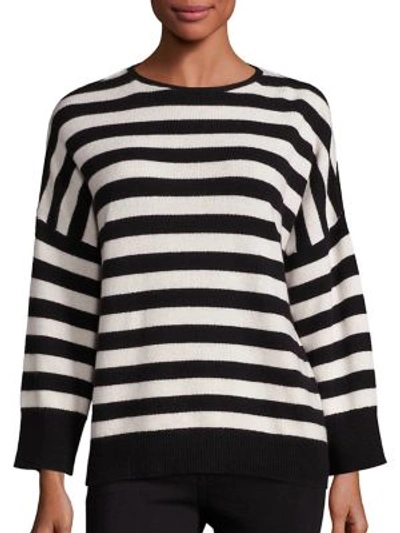 The Kooples Cashmere Blend Striped Sweater In Black-white
