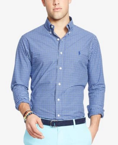 Polo Ralph Lauren Checked Poplin Slim Fit Button Down Shirt In Dark Blue White