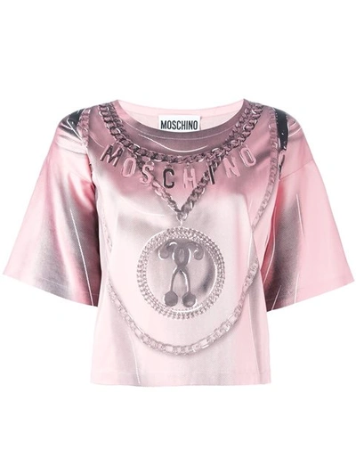 Moschino Trompe-l'oeil Backpack T-shirt - Pink