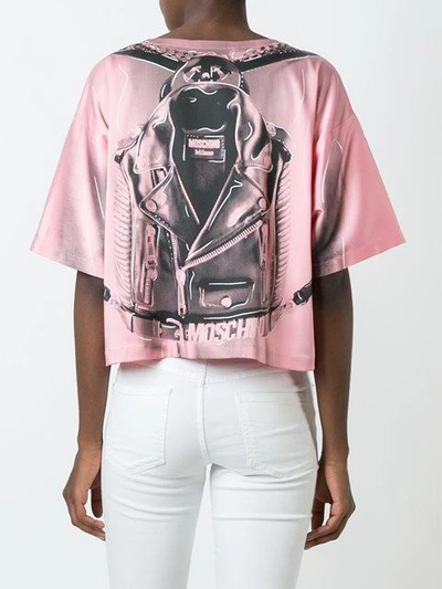Shop Moschino Trompe-l'oeil Backpack T-shirt - Pink