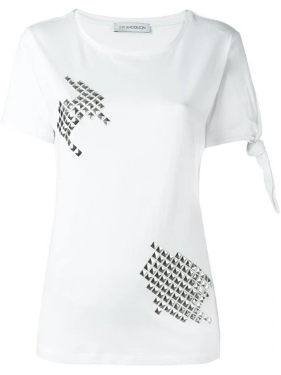 Jw Anderson Stud-embellished Cotton-jersey T-shirt In White