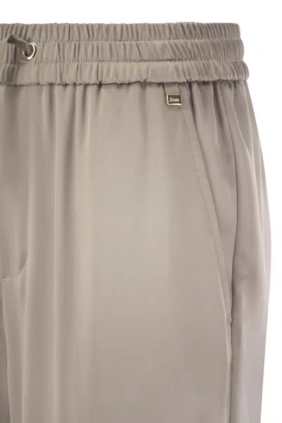 Herno Casual Satin Trousers In Beige