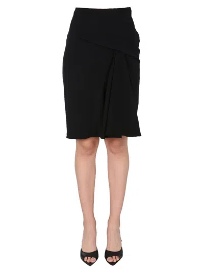 Versace Chic Midi Skirt With Side Zip Closure In Black