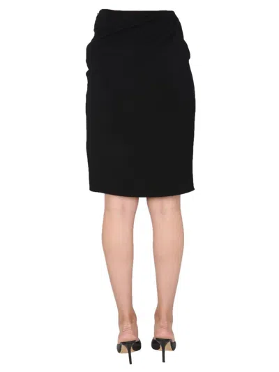 Versace Chic Midi Skirt With Side Zip Closure In Black
